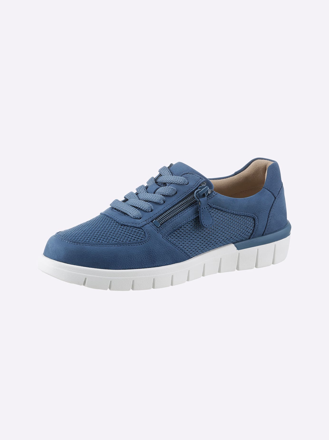 Sneaker CAPRICE, Damen, Gr. 39, blau (mittelblau), Veloursleder, Schuhe Sneaker