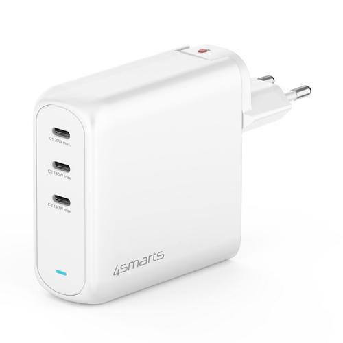 4SMARTS USB-Ladegerät ""GaN Flex Pro 140 W 3 USB-C"", weiß, B:9,7cm H:3,7cm T:18,3cm, Ladegeräte