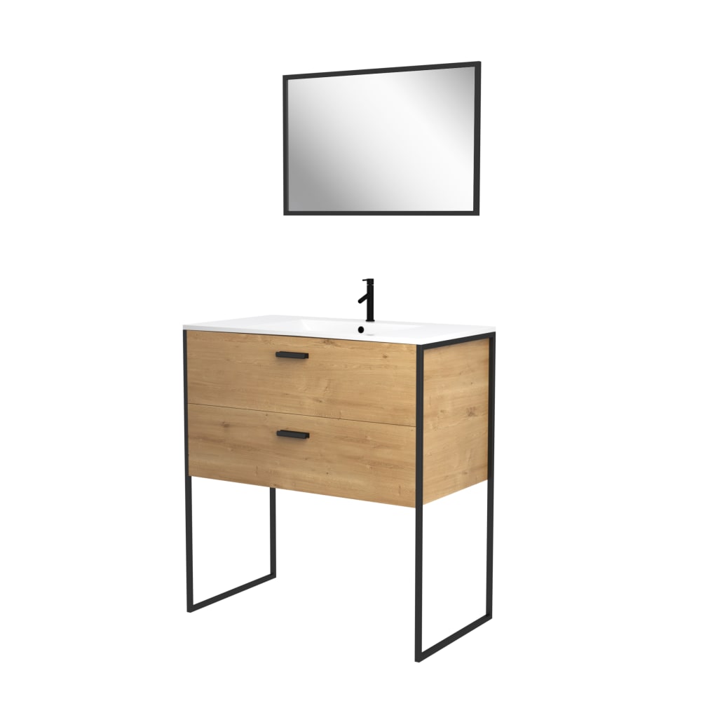 Meuble de salle de bains effet bois marron 45x80x85cm