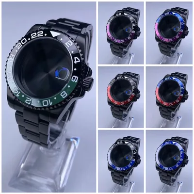 40mm High-Quality GMT/SUB Black NH35 watch case Sapphire Glass Case with 120 clicks Watch Men's Case FIT NH34 NH35 NH36 Movement