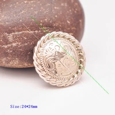 10PC 1" Shiny Silver Flower Engraved Rope Side Leathercraft Accessories Belt Horse Saddle Tack