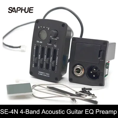 Acoustic Guitar Preamp with Round Digital Procedding Tuner, Equalizer, Guitar Pickup, Rubber Oil,
