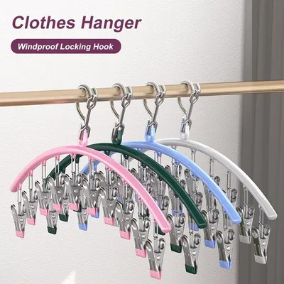 1pc Multi Functional Curved Sock Rack With 10 Clips For Drying Socks Clip For Drying Children'S
