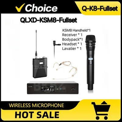 QLXD4-KSM8-Fullset Professional Wireless Microphone UHF Handheld Headset Mic True Diversity Stage