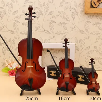 Miniature Violin Model - Realistic Mini Decorative Violin Non-Functional For Display Includes
