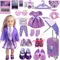 Doll Clothes Purple Series Skirts Shoes Umbrella Trunk For 18Inch American&43CmReborn Baby Doll