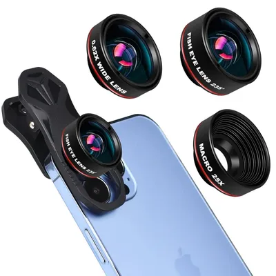 Phone Photography Lens 3 In 1 Fish Eye Fisheye 0.62X Wide Angle 25X Macro Smartphone Universal HD