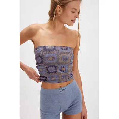 Free For All Tube Top by Intimately at Free People in Blue Combo, Size: XS/S