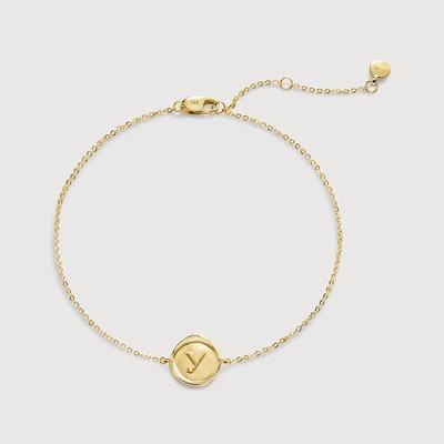 Gold Mini Initial Y Stamp Chain Bracelet