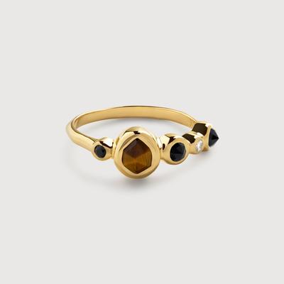 Gold Siren Bezel Multi Gemstone Ring Tigers Eye