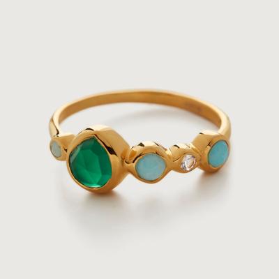 Gold Siren Bezel Multi Gemstone Ring Green Onyx