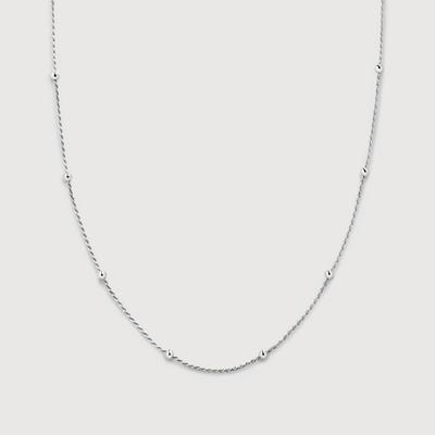 Sterling Silver Beaded Rope Chain Necklace