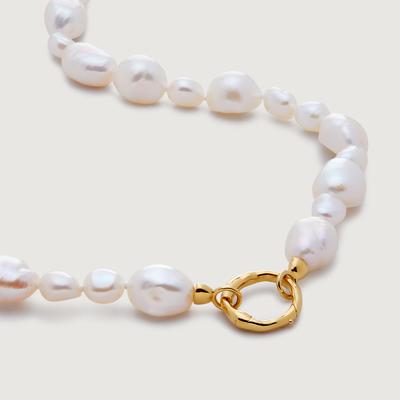 Gold Baroque Pearl Charm Necklace Pearl