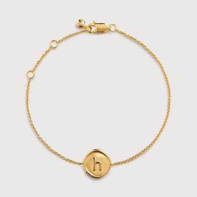 Gold Initial H Stamp Chain Bracelet