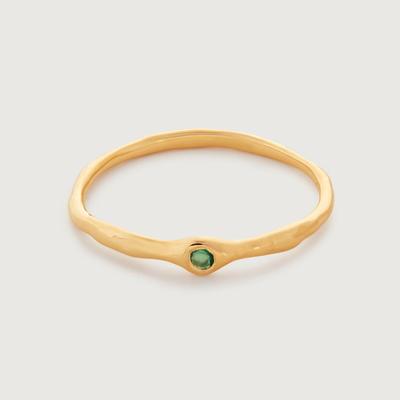 Gold Siren Mini Gemstone Stacking Ring Green Onyx