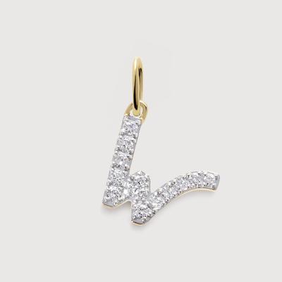 Gold Diamond Initial W Pendant Lab Grown Diamond