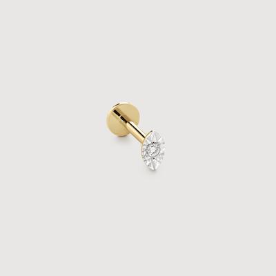 Gold Marquise Diamond Flat Back Piercing Stud Lab Grown Diamond