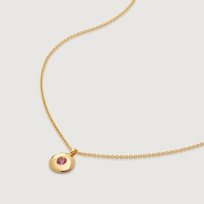 Gold October Birthstone Chain Necklace Pink Tourmaline