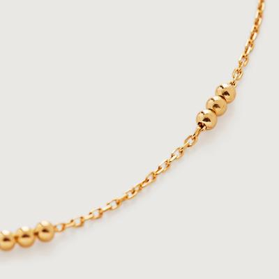 Gold Triple Beaded Chain Necklace 14-16'