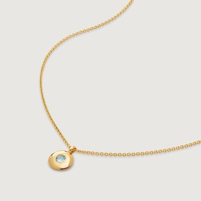 Gold March Birthstone Chain Necklace Aquamarine