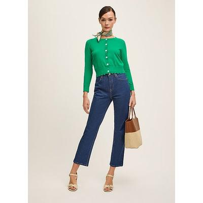 Vanessa Green Cotton Pointelle Detail Cardigan Bright Green, Bright Green
