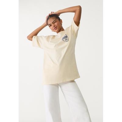 Stradivarius Oversize heavy cotton printed T-shirt Vanilla M