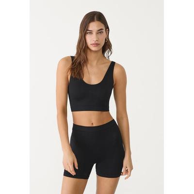 Stradivarius Basic seamless crop top Black XL