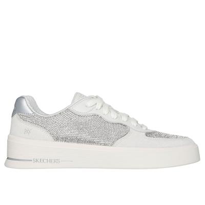 Skechers Women's Hiland - Dazzling Days Sneaker | Size 7.0 | Light Gray | Leather/Textile/Synthetic