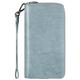 Lavemi Women's RFID Blocking 100% Leather Large Capacity Zip Around Wallet Phone Holder Clutch Travel Purse Wristlet, 2-waxed Light Blue, One Size