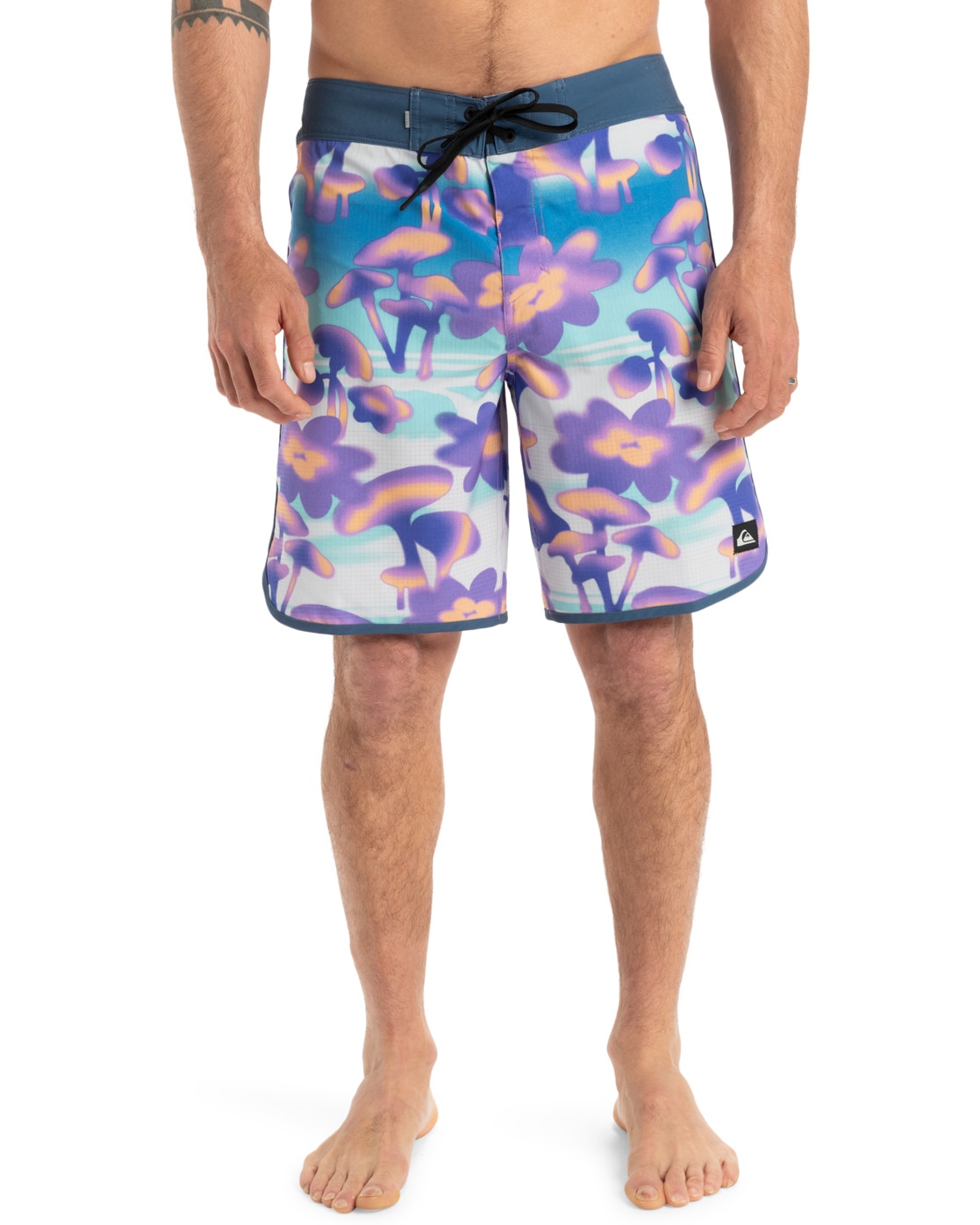 Boardshorts QUIKSILVER "Highline Scallop 19", Herren, Gr. 33(M/L), blau (marine blau biophilia), Obermaterial: 88% Polyester, 12% Elasthan;, Hosen