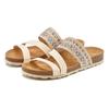 Pantolette LASCANA "Mule, Sandale, offener Schuh, Sommerschuh", Damen, Gr. 39, beige, Obermaterial: 50% Synthetik, 50% Textilmaterial. Decksohle: 100% Rindsleder. Laufsohle: 100% Synthetik, Glitzer, casual, Schuhe, mit Komfortkorkfußbett aus Leder...