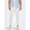 Stoffhose ONLY & SONS "ONSLINUS CROP 0007 COT LIN PNT NOOS", Herren, Gr. M, N-Gr, weiß (hellweiß), Web, Obermaterial: 75% Baumwolle, 25% Leinen, unifarben, modisch, slim fit knöchellang, Hosen, mit Leinen