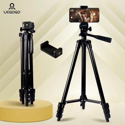 "TEMU Uegogo 52" Lightweight Tripod For Smartphones - Extendable, Portable With Head, Ideal For Selfies, Vlogging & Live Streaming, Includes Storage Bag & Phone Clip" Image