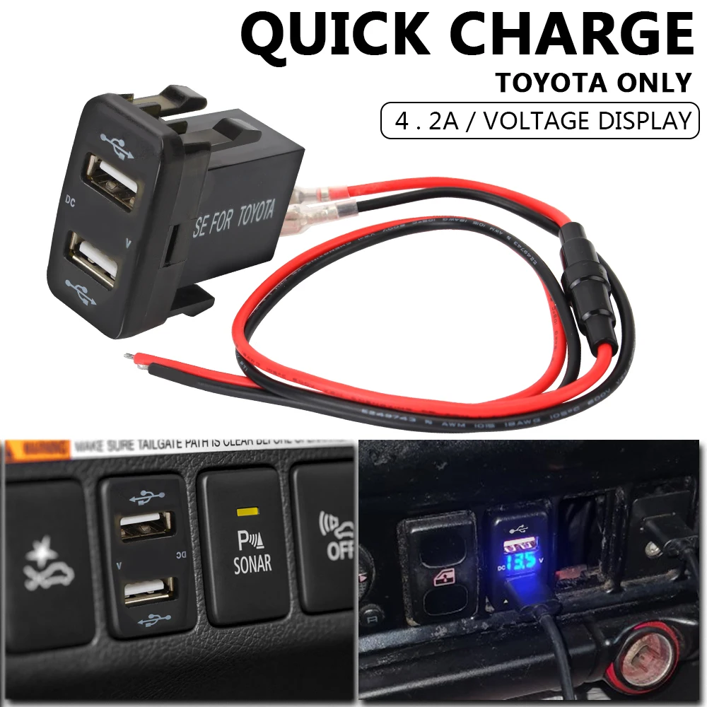 Dual USB QC Auto Steckdose Ladegerät Netzteil 2.1a Dual USB für Handy Schnell ladung 12-24V Image