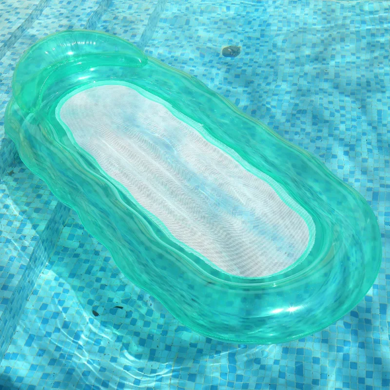 Faltbare Wasser Float Luftmatratze Transparent Welligkeit Sommer Pool Strand Aufblasbare Float Schwimmen Bett Wasser Spielzeug für Kind Erwachsene Image