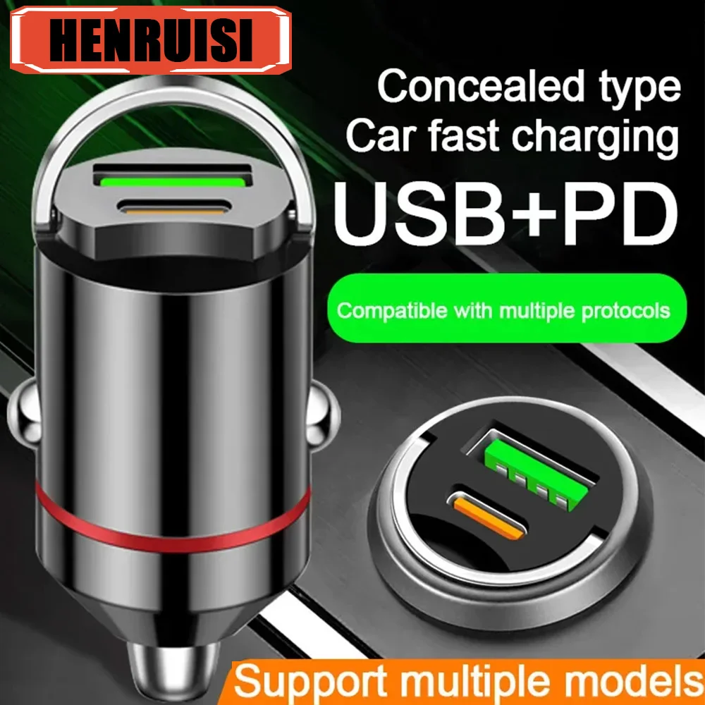 100 W USB-Autoladegerät PD 30 W Schnellladung Typ C Dual Port Quick Charge 3.0 für iPhone 15 14 Samsung Xiaomi Autoladegerät-Adapter Image