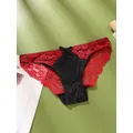 Intimo da donna sexy in pizzo Color-Block Sheer Comodo Traspirante Morbido Intimo Slip da donna a vita medio-bassa