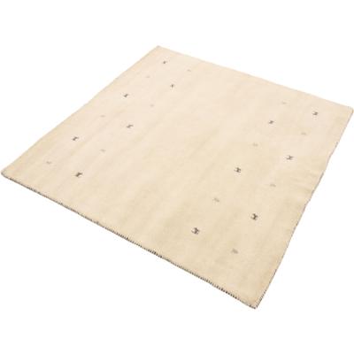Wollteppich CARPETFINE "Gabbeh-Uni", weiß, B:120cm H:15mm L:120cm, Wolle, Teppiche, reine Wolle, handgewebt, Gabbeh Loom Tiermotiv, Sonderform Quadrat Image
