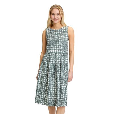 Sommerkleid VERA MONT "Vera Mont Sommerkleid tailliert", Damen, Gr. 36, Normalgrößen, grün (weiß, dunkelgrün), Obermaterial: 97% Baumwolle, 3% Elasthan., feminin, tailliert kurz, Rundhals, ohne Ärmel, Kleider, Falten Image