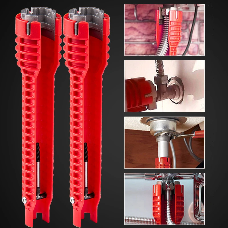 8 In 1 antiscivolo Cucina Riparazione Strumento idraulico Chiave per canale d'acqua Lavello Rubinetto Chiave Chiave per tubi idraulici Chiavi per bagno Set di strumenti