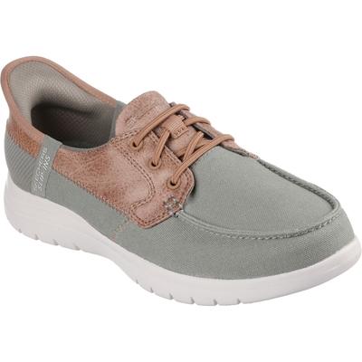 Skechers On-the-GO Flex Palmilla Leinen/Kunstleder Damen Bootsschuhe in Olivgrün Image