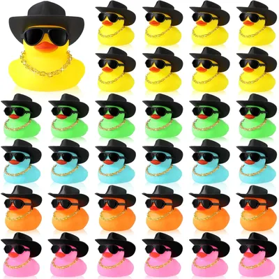 12/24/36 Sets Cowboy Rubber Ducks Bulk for Ducking Cool Rubber Ducks Rubber Ducks with Mini Hat