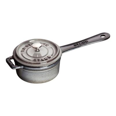 Staub 8 oz. Graphite Gray Mini Enameled Cast Iron Sauce Pan with Lid 1004091