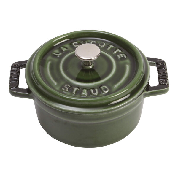 Staub 8 oz. Basil Enameled Cast Iron Mini Dutch Oven 1004193