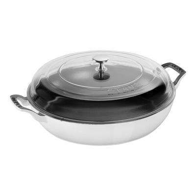 Staub 3.5 Qt. White Enameled Cast Iron Brazier with Glass Lid 1003545
