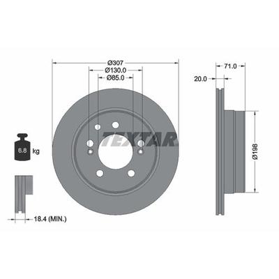 TEXTAR Bremsscheibe hinten rechts links innenbelüftet 307mm für SSANGYONG 4840109101 4840109100 92338503