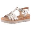 Keilsandalette GABOR "GENUA", Damen, Gr. 42, gold (goldfarben), Glattleder, metallic, klassisch, Schuhe, Riemchensandale, Sommerschuh mit Klettverschluss, G-Weite
