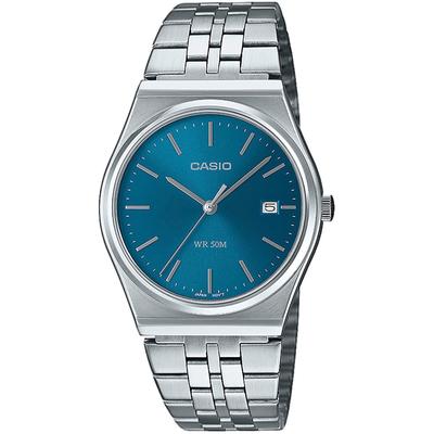 Quarzuhr, silber (silberfarben, nachtblau), CASIO TIMELESS COLLECTION, Armbanduhren, Damen, Armbanduhr, Herrenuhr, Damenuhr, Jugendliche, Datum, Edelstahlarmband Image
