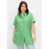 Longbluse SHEEGO "Große Größen", Damen, Gr. 52, grün (apfelgrün), Obermaterial: 100% Viskose, unifarben, casual, figurumspielend lang, Kurzarm, Blusen, mit Hemdkragen und kurzem Arm