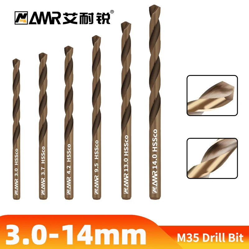 10 stücke Twist-Drill-Sets Anti-Rost-Verschleiß schutz Hochgeschwindigkeits-Kobalt bohrer aus Stahl mit geradem Schaft 3,0-14,0mm Image